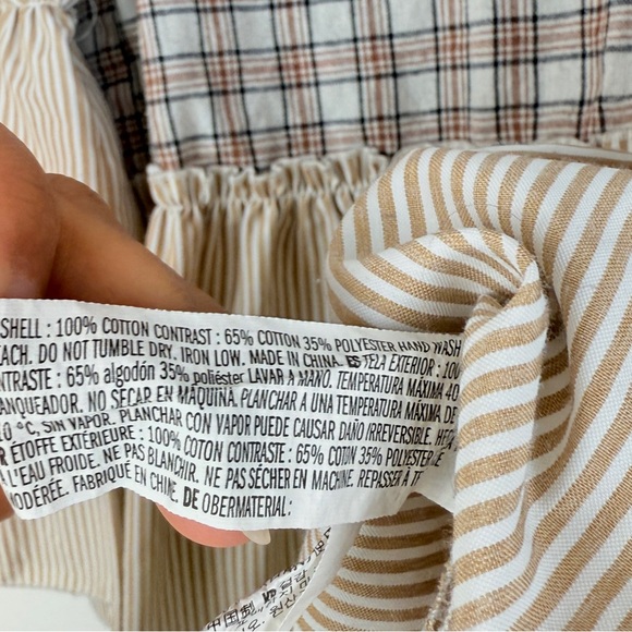 English Factory Plaid Ruffle Sleeve Peplum Blouse Cottagecore Preppy - Picture 7 of 7